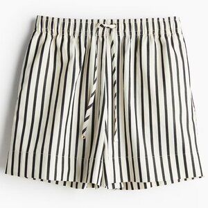 H&M Black & White Striped Cotton Shorts – Breezy & Chic Summer Staple, Women's M